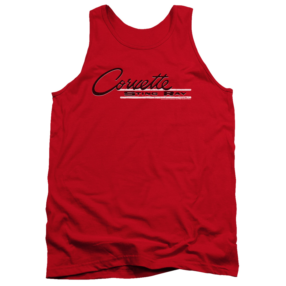 CHV163-TK-2 Chevrolet Retro Stingray Adult Tank Top, Red - Medium