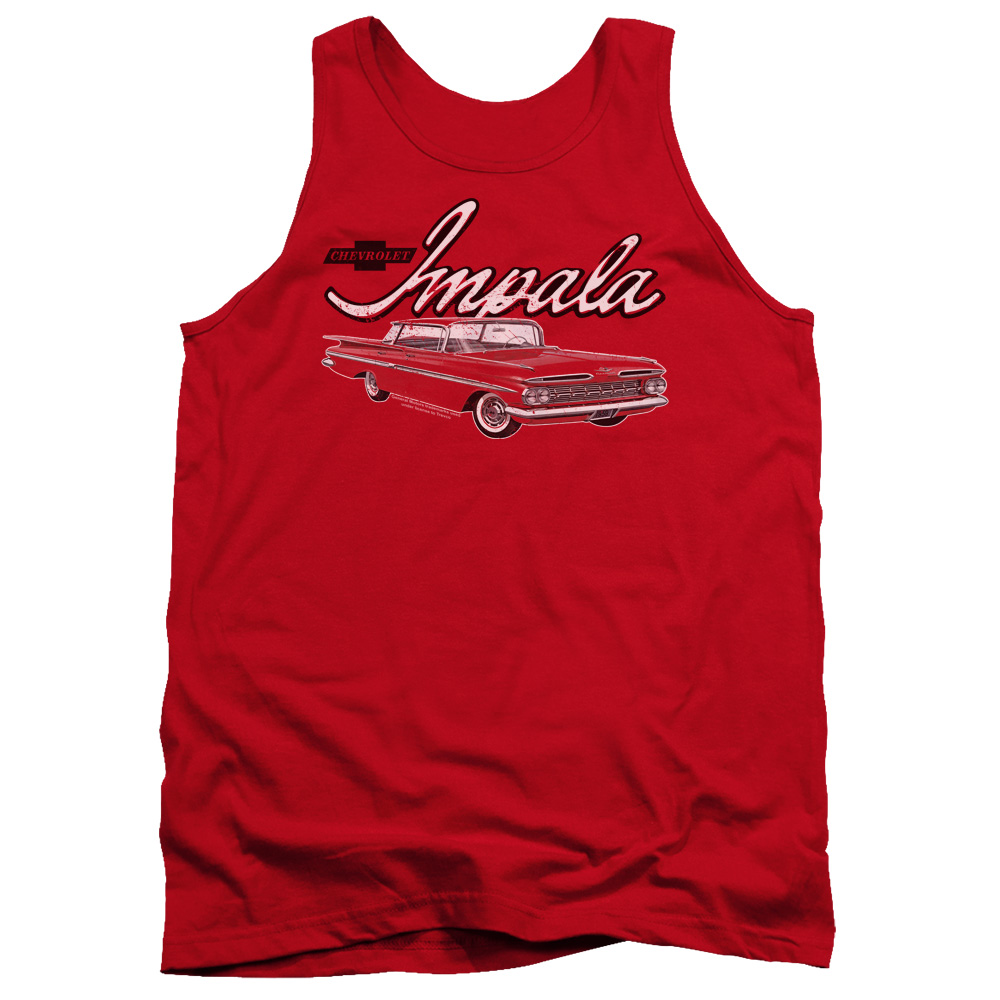 CHV193-TK-4 Chevrolet Classic Impala Adult Tank Top, Red - Extra Large