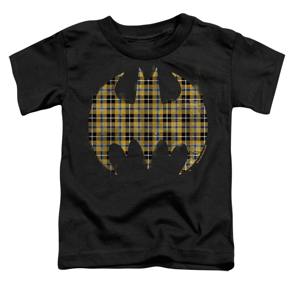 BM3161-TT-3 Batman Plaid Bat Toddler Short Sleeve T-Shirt, Black - Large 4T