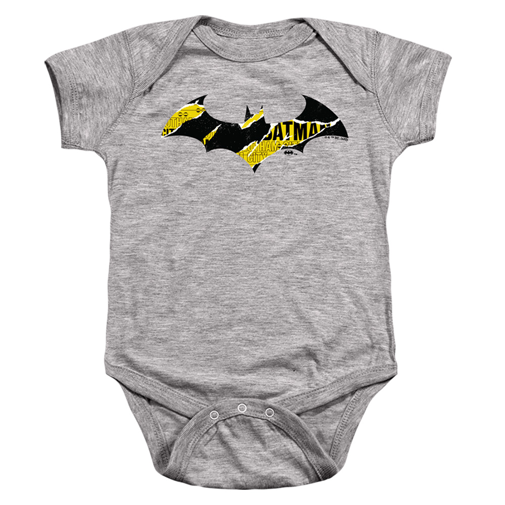 BM3563-SS-2 Batman Torn Gotham Logo Infant Snapsuit, Athletic Heather - Medium - 12 Month