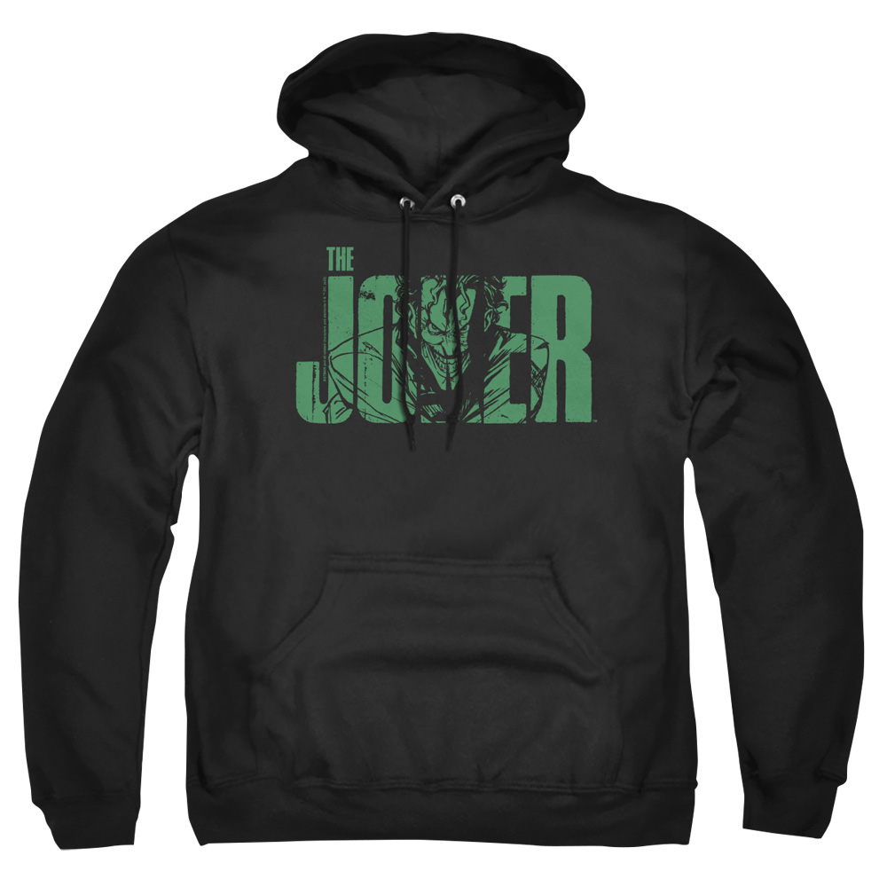 BM3476-AFTH-4 Batman Joker Text On Black Adult Pullover Hoodie, Black - Extra Large