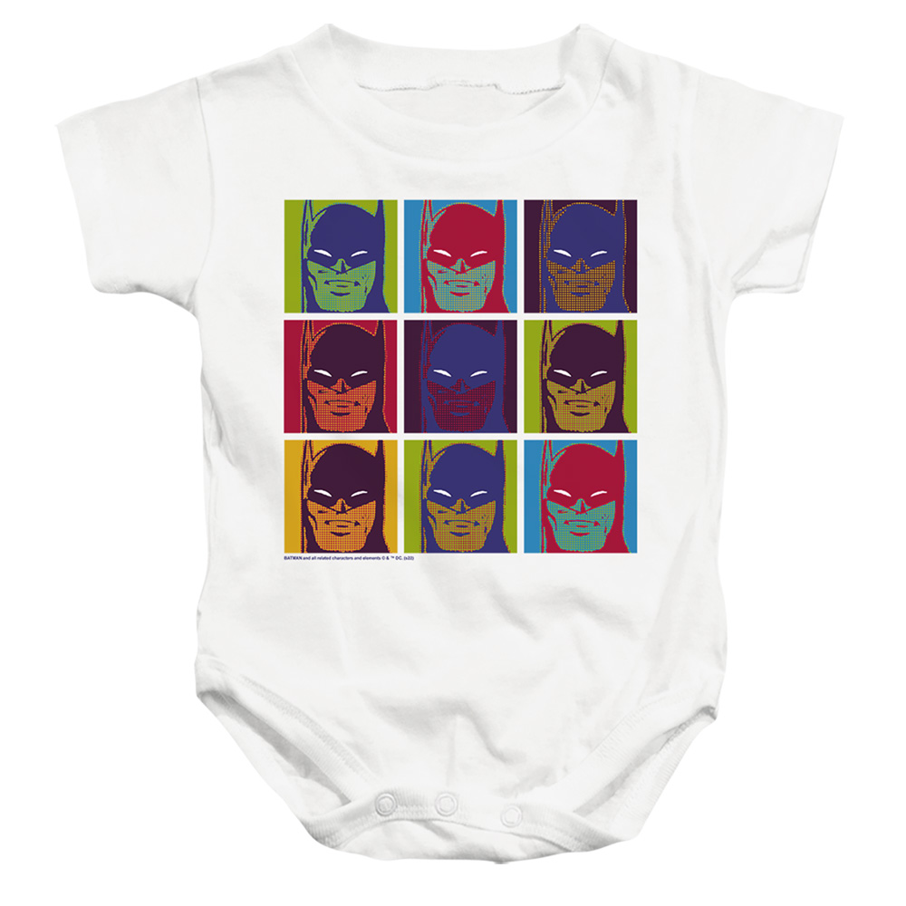 BM3489-SS-1 Batman Pop Art Batman 2 Infant Snapsuit, White - Small - 6 Month