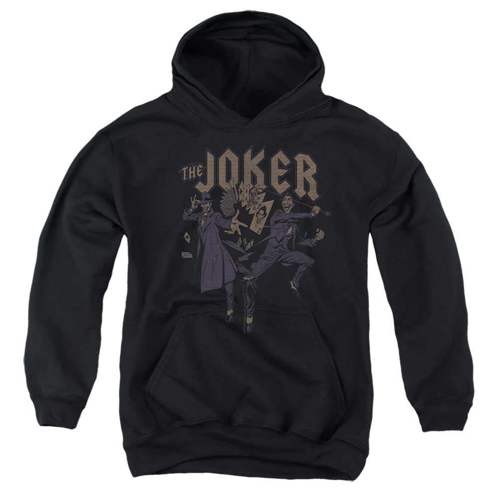 BM3467-YFTH-2 Batman Joker Duo Youth Hooded Sweatshirt, Black - Medium