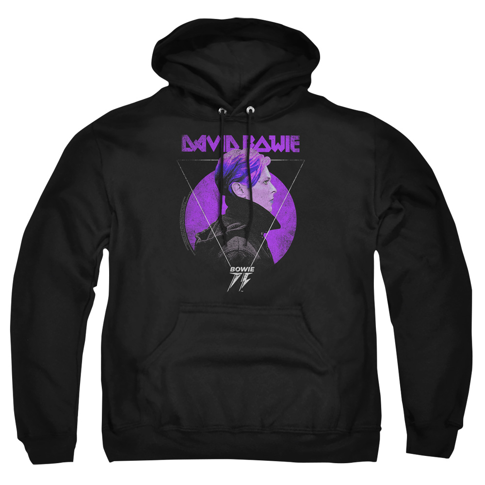 BOWIE193-AFTH-4 David Bowie Side Profile 75 Logo Adult Pullover Hoodie, Black - Extra Large