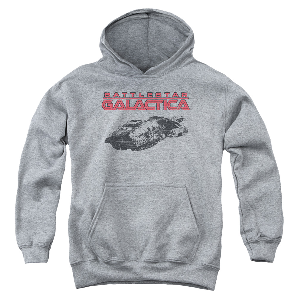 BSG245-YFTH-2 BSG Ship Logo Youth Hooded Sweatshirt, Athletic Heather - Medium