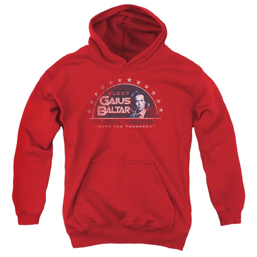 BSG190-YFTH-2 BSG Elect Gaius Youth Hooded Sweatshirt, Red - Medium