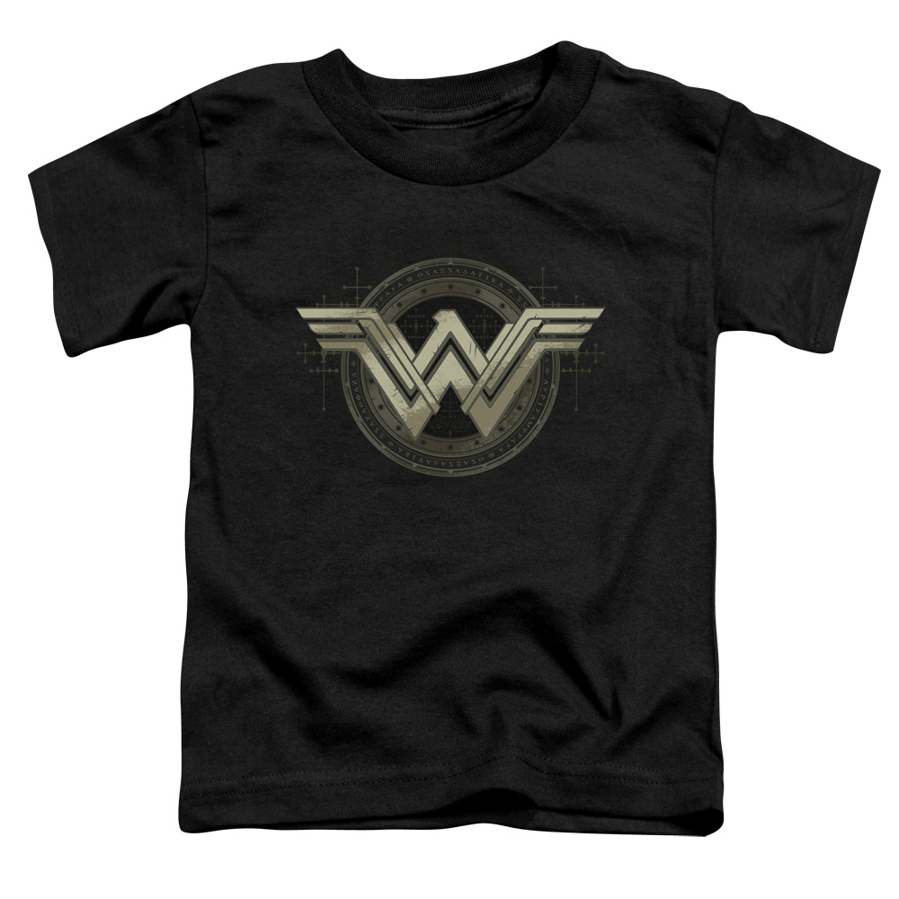 BVS108-KT-1 Batman vs Superman Ancient Emblems Toddler Short Sleeve T-Shirt, Black - Large 4T