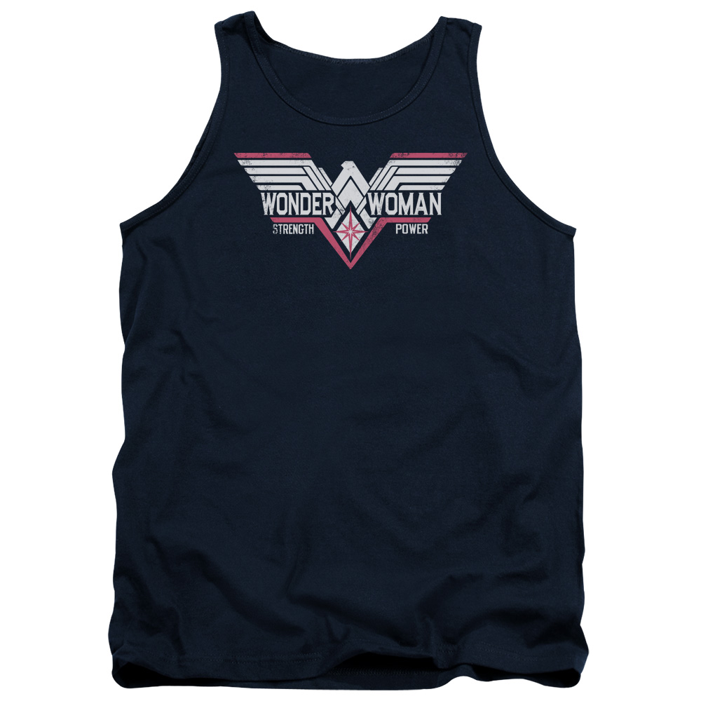 BVS115-TK-2 Batman vs Superman Thunder Logo Adult Tank Top, Navy - Medium