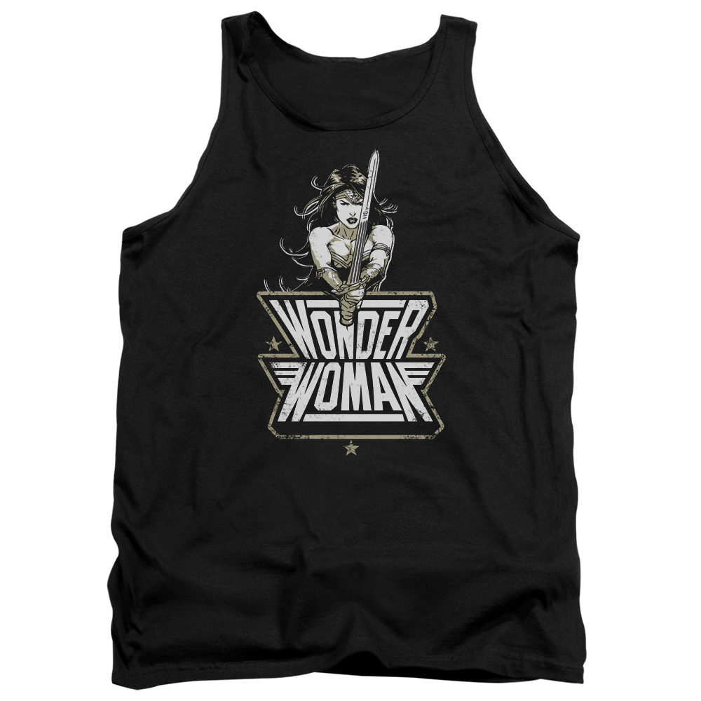 BVS126-TK-2 Batman vs Superman Tough Adult Tank Top, Black - Medium