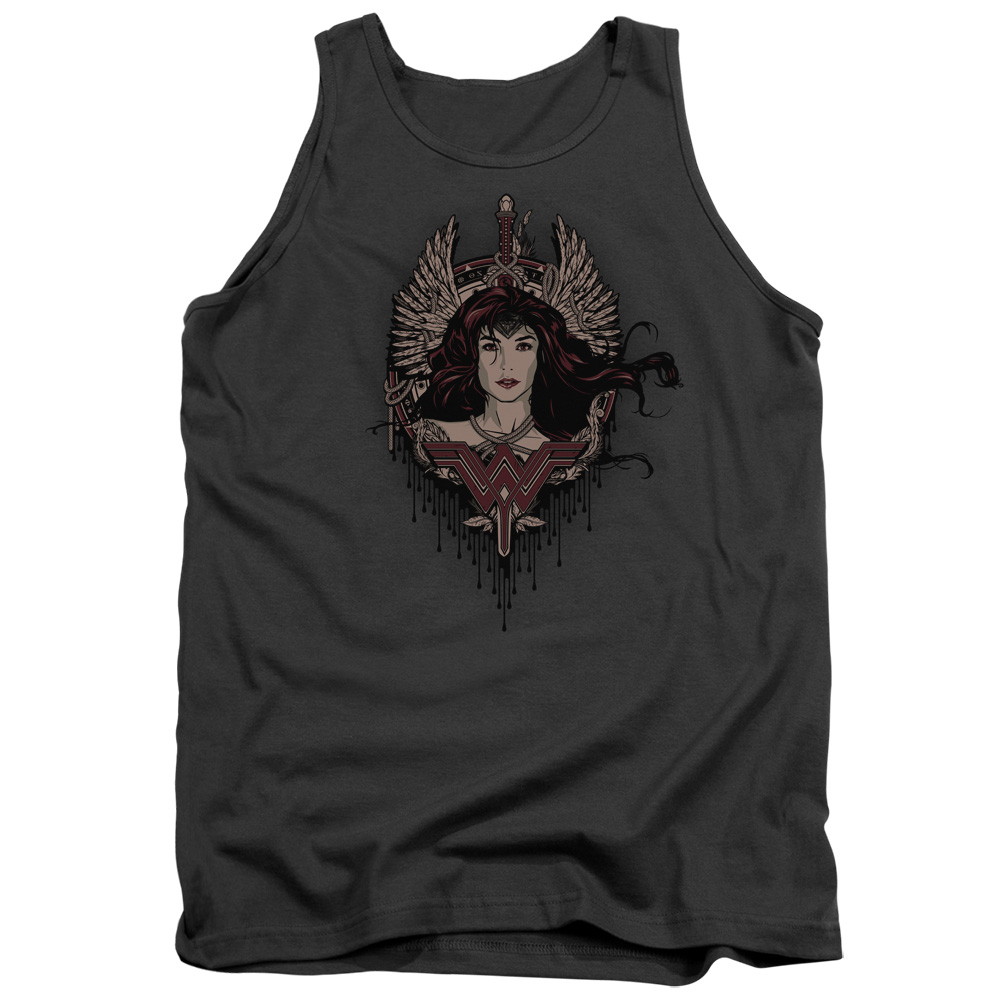 BVS130-TK-5 Batman vs Superman Winged Goddess Adult Tank Top, Charcoal - 2X