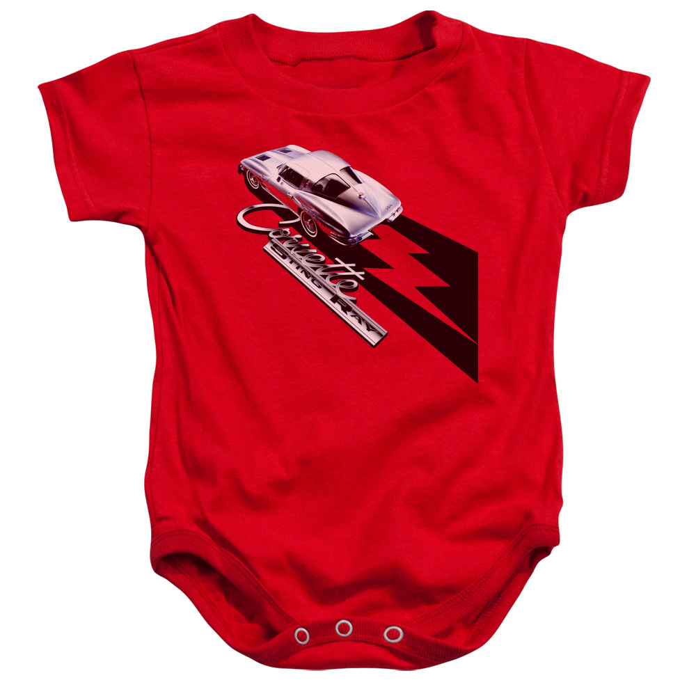 CHV161-SS-1 Chevrolet Split Window Sting Ray Infant Snapsuit, Red - Small - 6 Month
