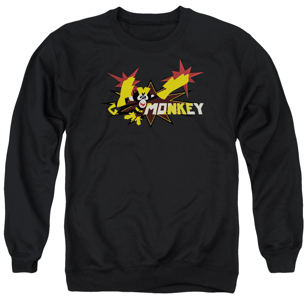 CN462-AS-2 Dexterss Laboratory Monkey Adult Crewneck Sweatshirt, Black - Medium