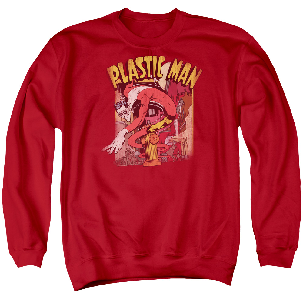 DCO175-AS-2 DC Plastic Man Street Adult Crewneck Sweatshirt, Red - Medium