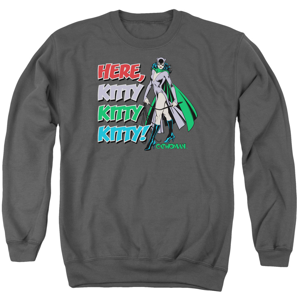 DCO155-AS-5 DC Here Kitty Adult Crewneck Sweatshirt, Charcoal - 2X