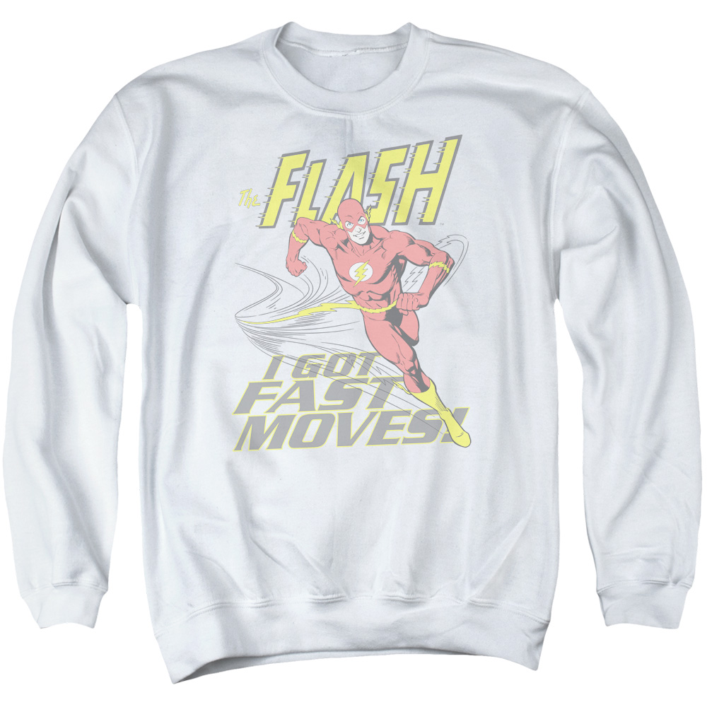 DCO583-AS-4 DC Flash Fast Moves Adult Crewneck Sweatshirt, White - Extra Large