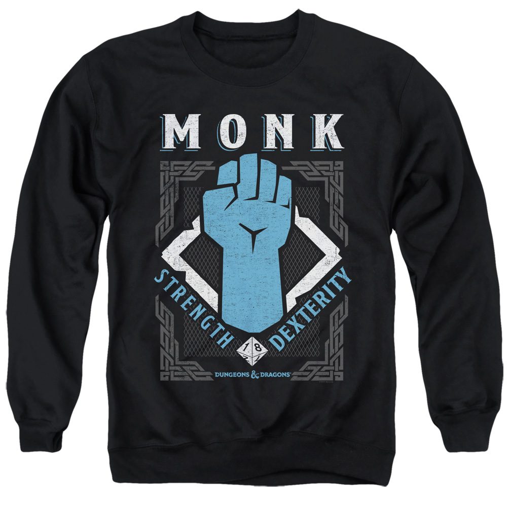 HBRO661-AS-2 Dungeons & Dragons Monk Adult Crewneck Sweatshirt, Black - Medium