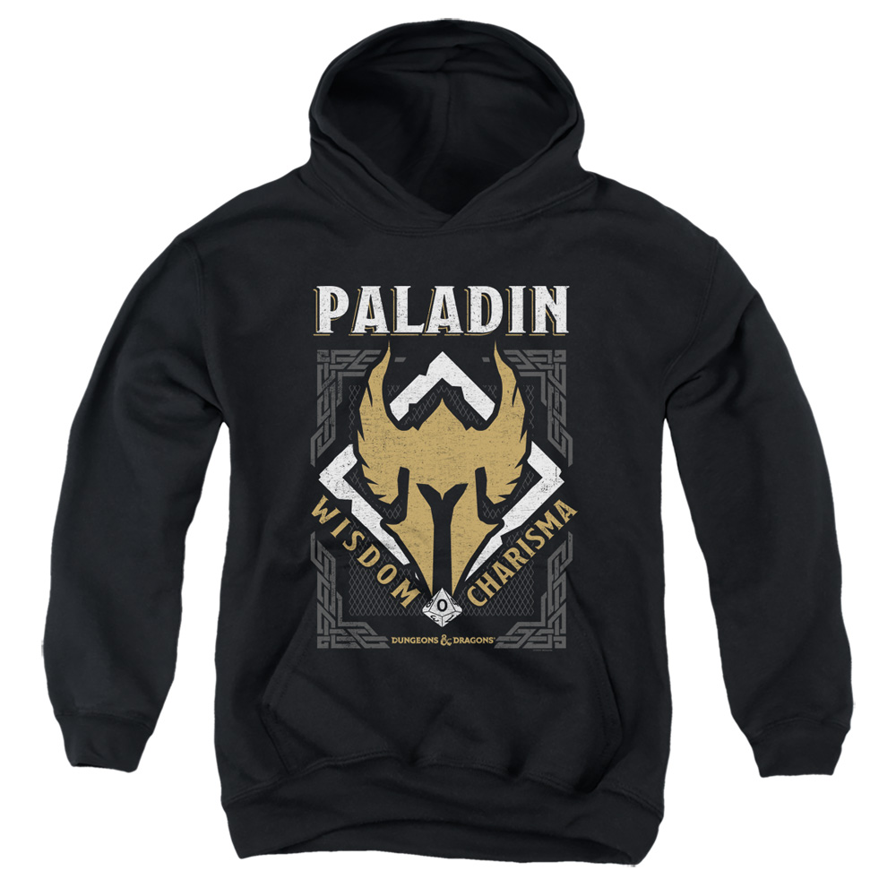 HBRO662-YFTH-2 Dungeons & Dragons Paladin Youth Hooded Sweatshirt, Black - Medium