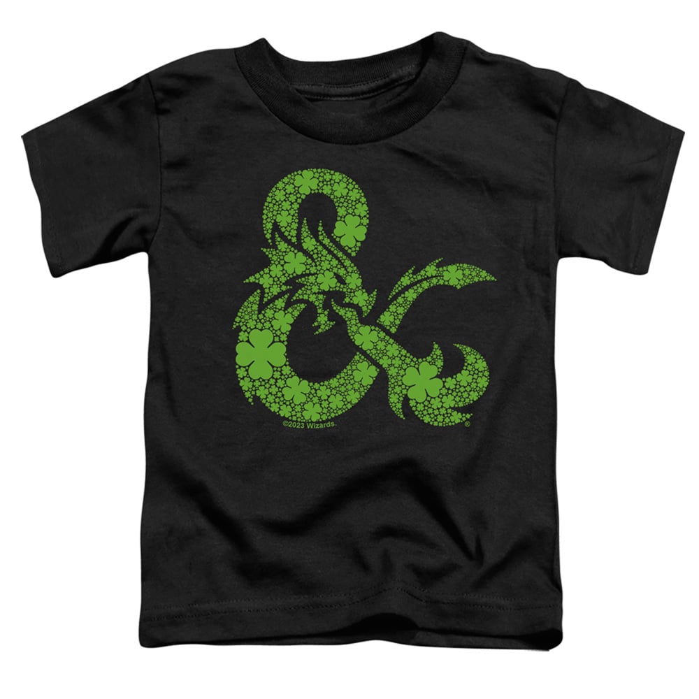 HBRO10278SPD-TT-3 Dungeons & Dragons St. Patricks Day Shamrock Logo Toddler Short Sleeve T-Shirt, Black - Large 4T