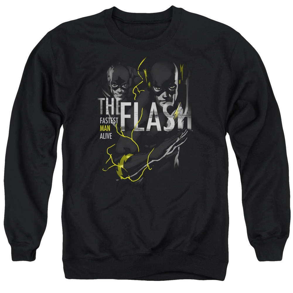 JLA793-AS-4 DC Flash Bold Flash Adult Crewneck Sweatshirt, Black - Extra Large