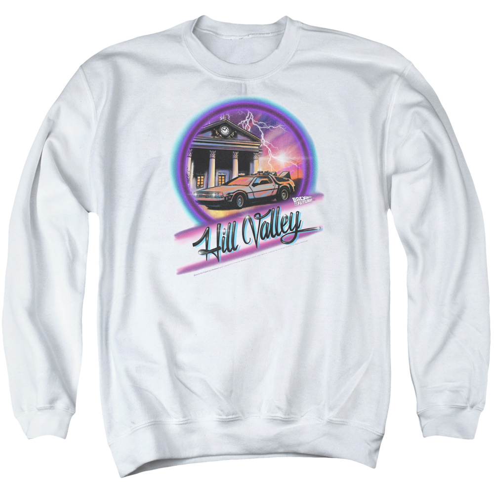 UNI1124-AS-2 Back to the Future Ride Adult Crewneck Sweatshirt, White - Medium