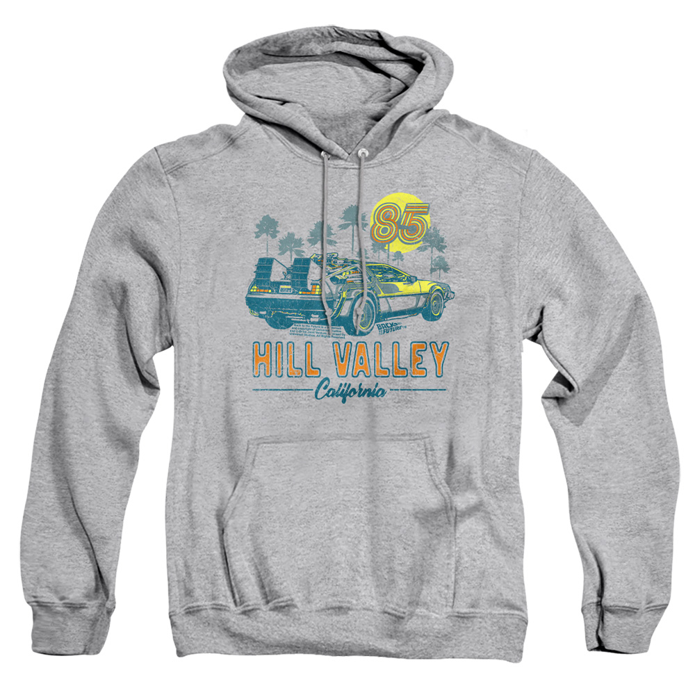 UNI1126-AFTH-5 Back to the Future 85 Adult Pullover Hoodie, Athletic Heather - 2X
