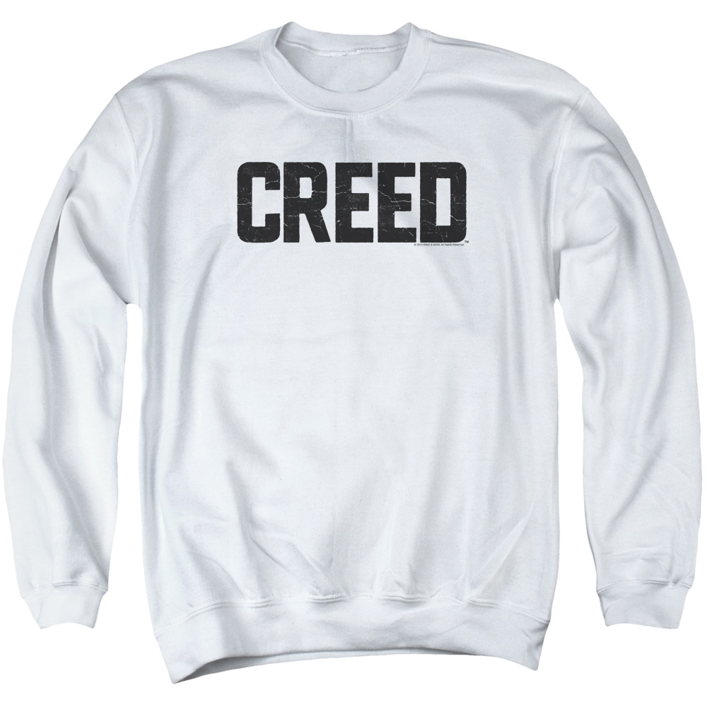 MGM262-AS-2 Creed Cracked Logo Adult Crewneck Sweatshirt, White - Medium