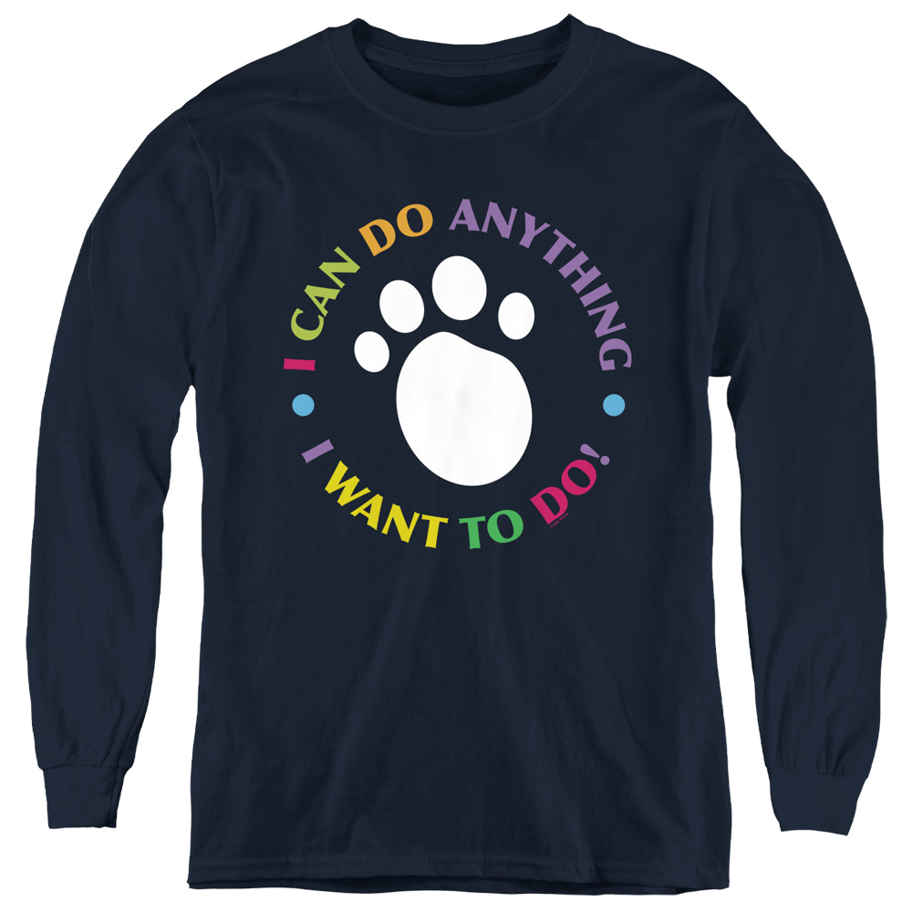 NICK385-YL-1 Blues Clues Classic I Can Do Anything Long Sleeve Youth T-Shirt, Navy - Small