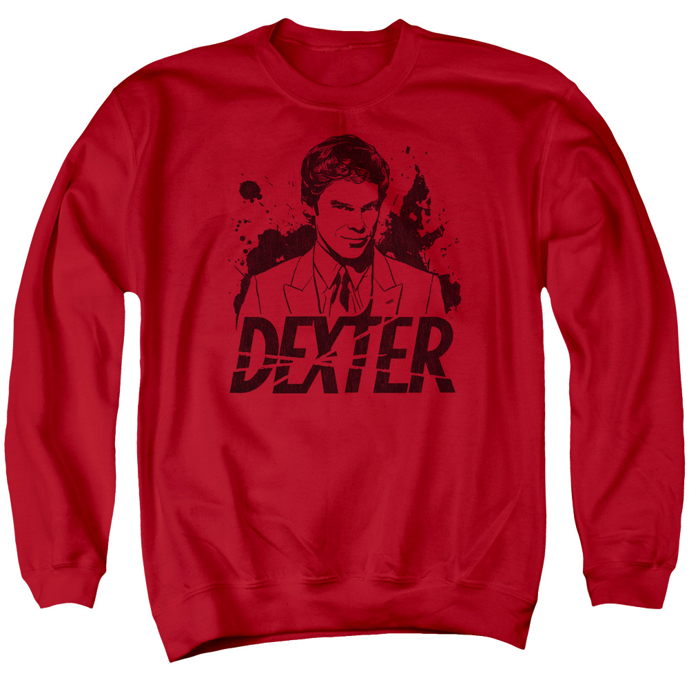 SHO334-AS-2 Dexter Splatter Dex Adult Crewneck Sweatshirt, Red - Medium
