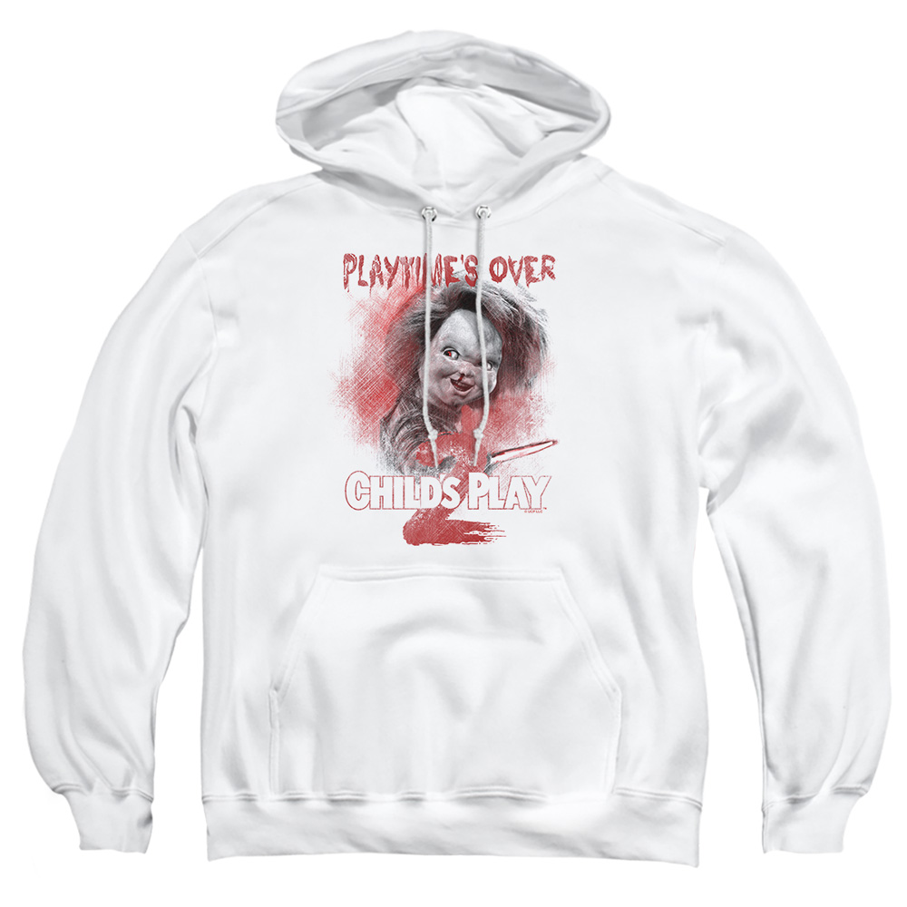 UNI400-AFTH-4 Childs Play 2 Playtimes Over Adult Pullover Hoodie, White - Extra Large