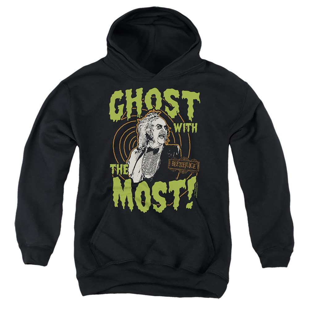 WBM1435-YFTH-2 Beetlejuice Ghost Youth Hooded Sweatshirt, Black - Medium