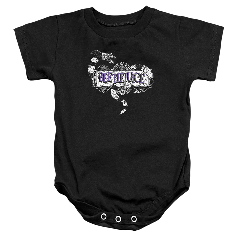 WBM1122-SS-3 Beetlejuice Logo Infant Snapsuit, Black - Large - 18 Month