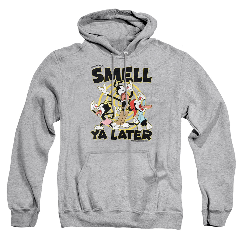 WBT972-AFTH-4 Animaniacs Smell YA Later Adult Pullover Hoodie, Athletic Heather - Extra Large