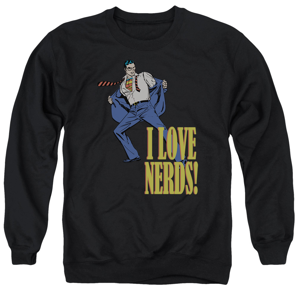 DCO422-AS-2 DC I Love Nerds Adult Crewneck Sweatshirt, Black - Medium