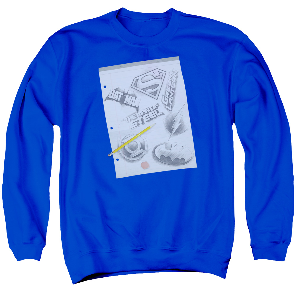 DCO570-AS-5 DC Logo Note Paper Adult Crewneck Sweatshirt, Royal - 2X