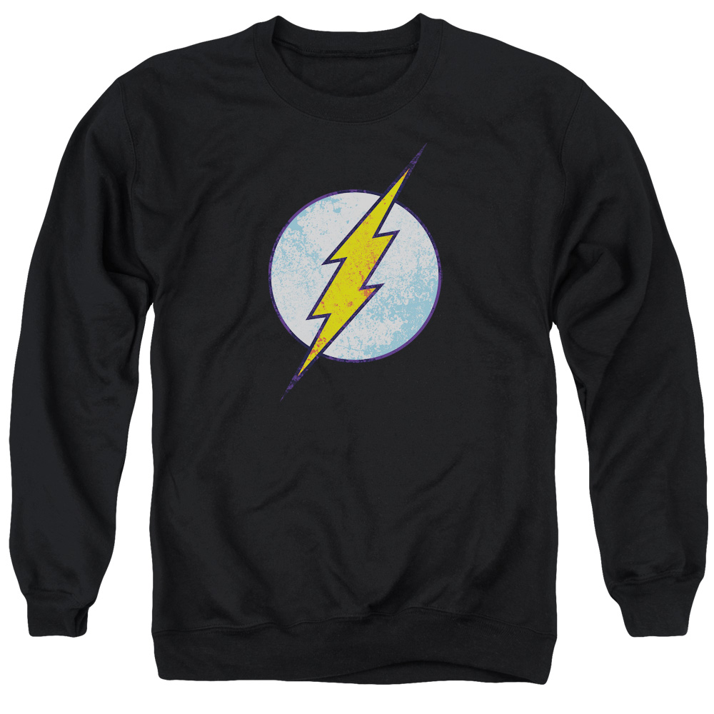 DCO587-AS-6 DC Flash Flash Neon Distress Logo Adult Crewneck Sweatshirt, Black - 3X