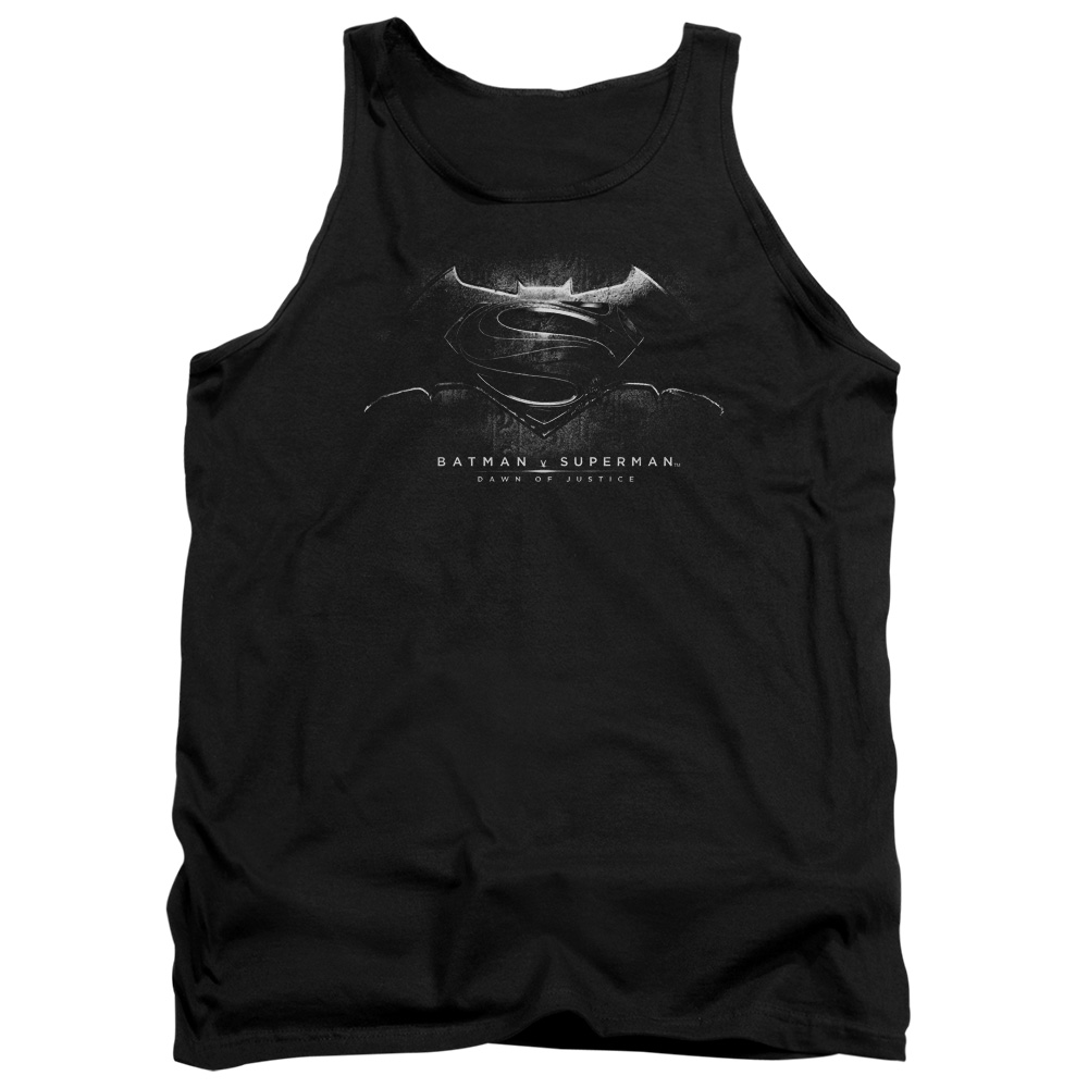 BVS104B-TK-2 Batman vs Superman BW Logo Adult Tank Top, Black - Medium