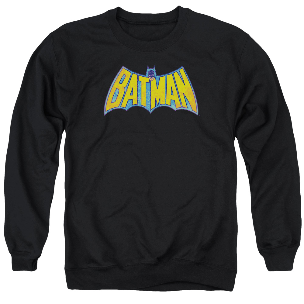 DCO585-AS-2 DCO Batman Neon Distress Logo Adult Crewneck Sweatshirt, Black - Medium