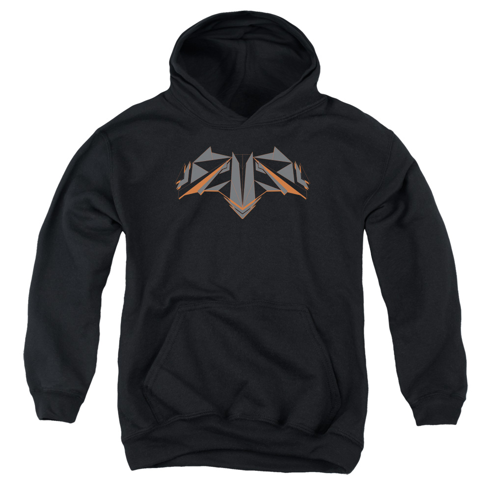 BVS113B-YFTH-4 Batman vs Superman Tech Bat Logo Youth Hooded Sweatshirt, Black - Extra Large