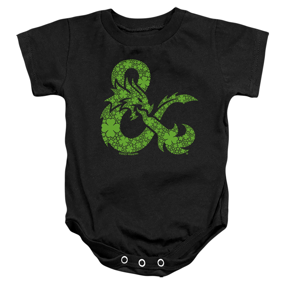 HBRO10278SPD-SS-3 Dungeons & Dragons St. Patricks Day Shamrock Logo Infant Snapsuit, Black - Large - 18 Month