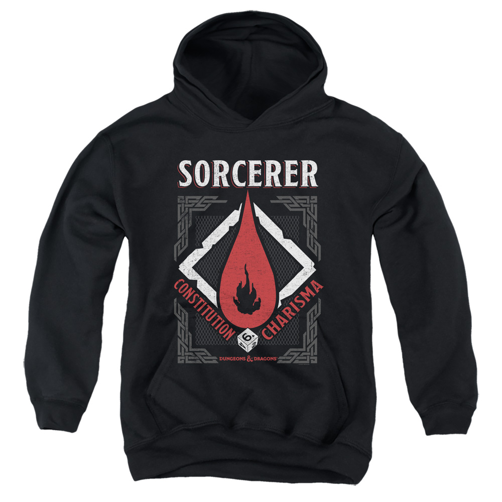 HBRO665-YFTH-2 Dungeons & Dragons Sorcerer Youth Hooded Sweatshirt, Black - Medium