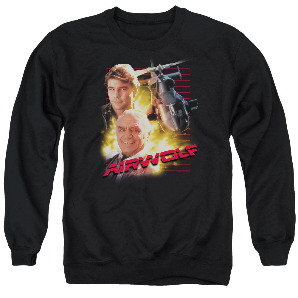 NBC106-AS-2 Airwolf Adult Crewneck Sweatshirt, Black - Medium