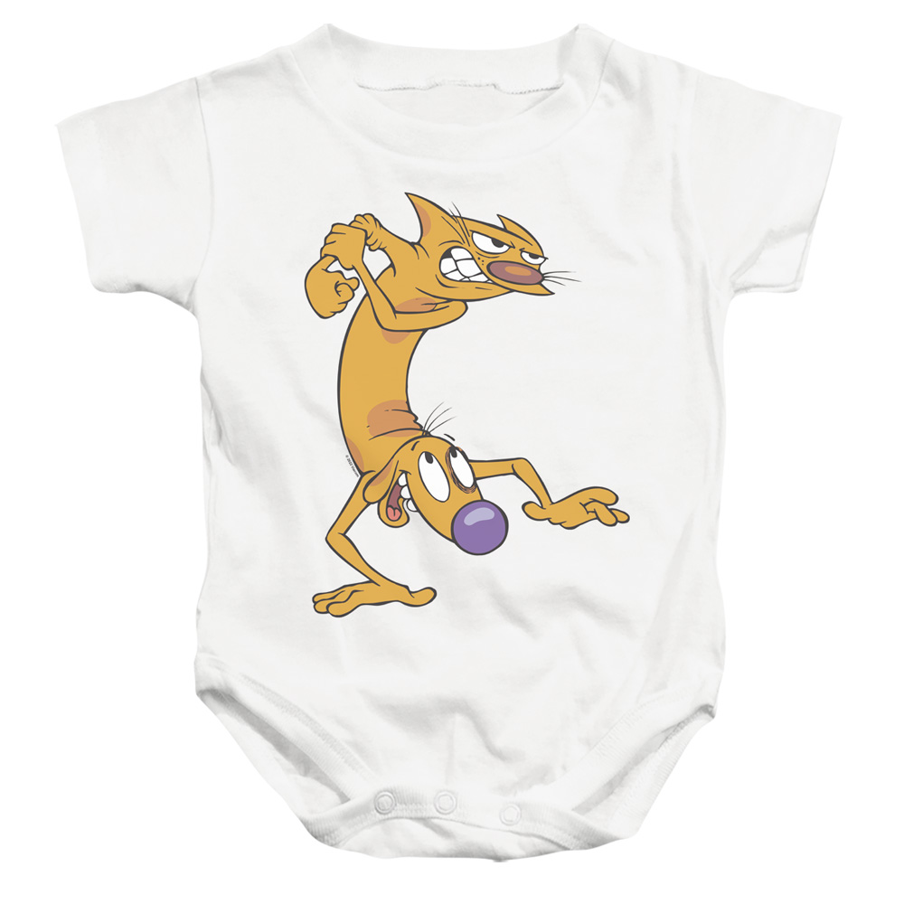 NICK710-SS-2 Catdog Ready To Fight Infant Snapsuit, White - Medium - 12 Month