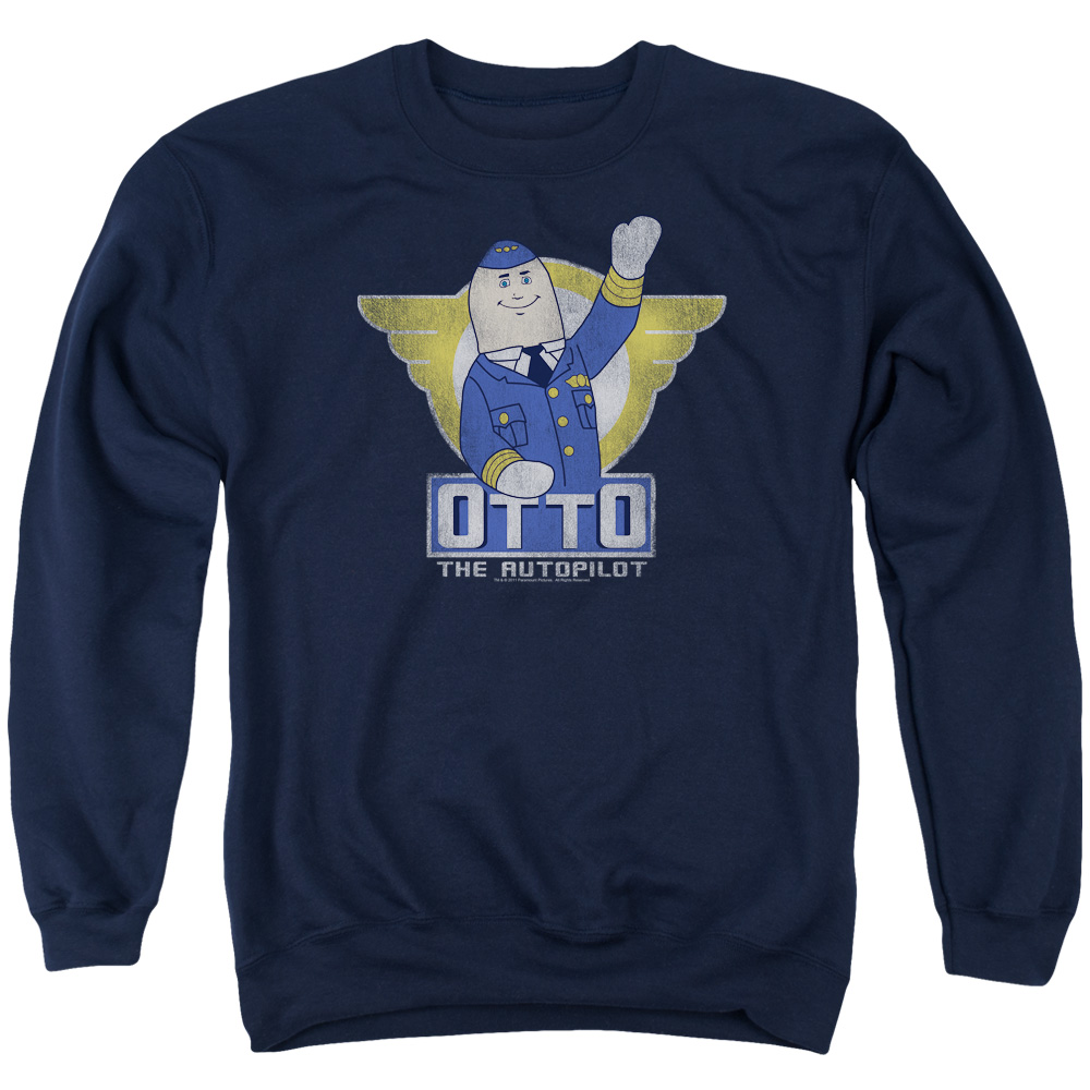 PAR126-AS-2 Airplane Otto Adult Crewneck Sweatshirt, Navy - Medium