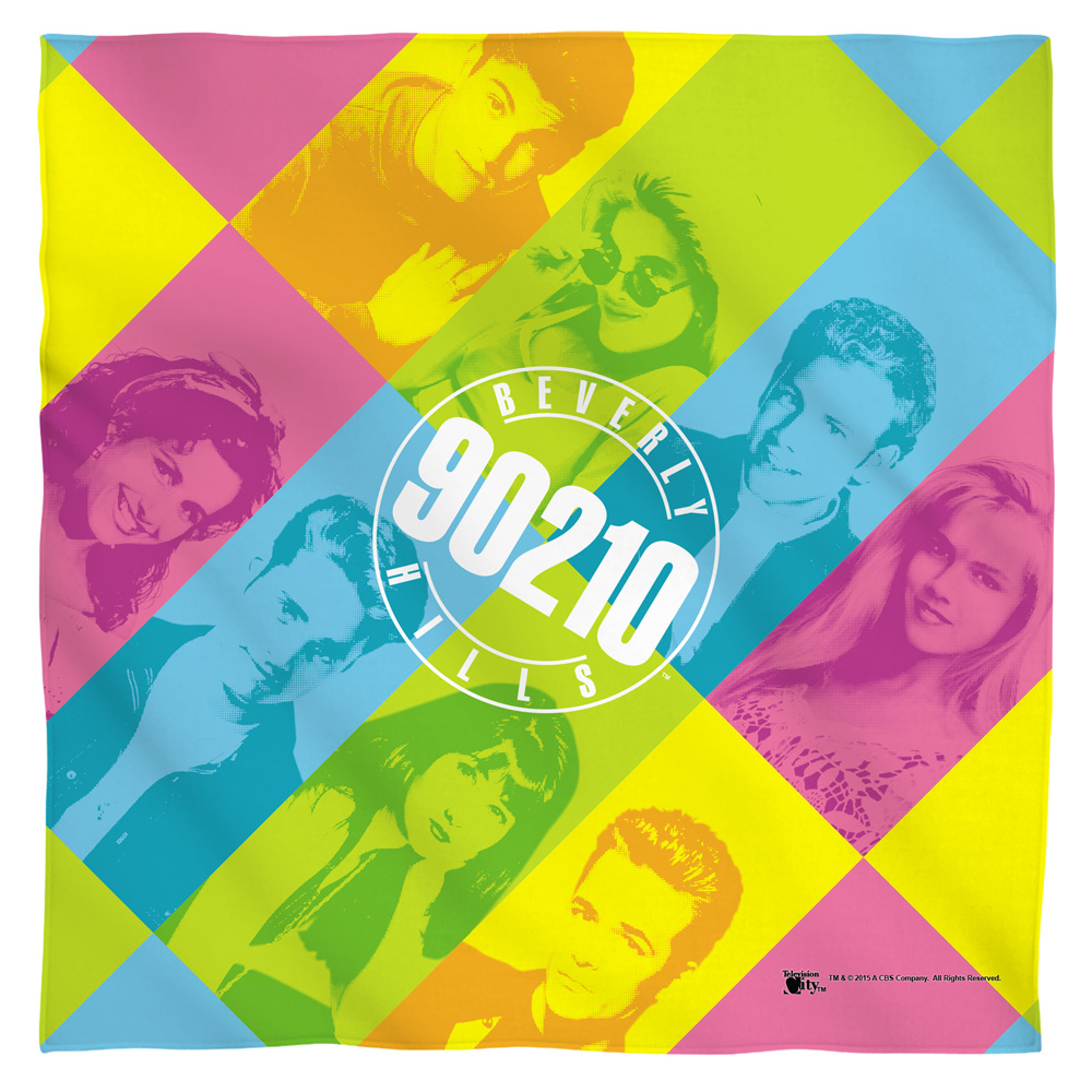 CBS1709-BND1-0 22 x 22 in. Beverly Hills 90210 Color Blocks Bandana, White