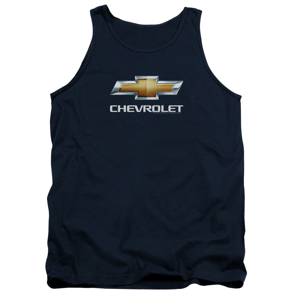 CHV102C-TK-2 Chevrolets Chevy Bowtie Stacked Adult Tank Top, Navy - Medium