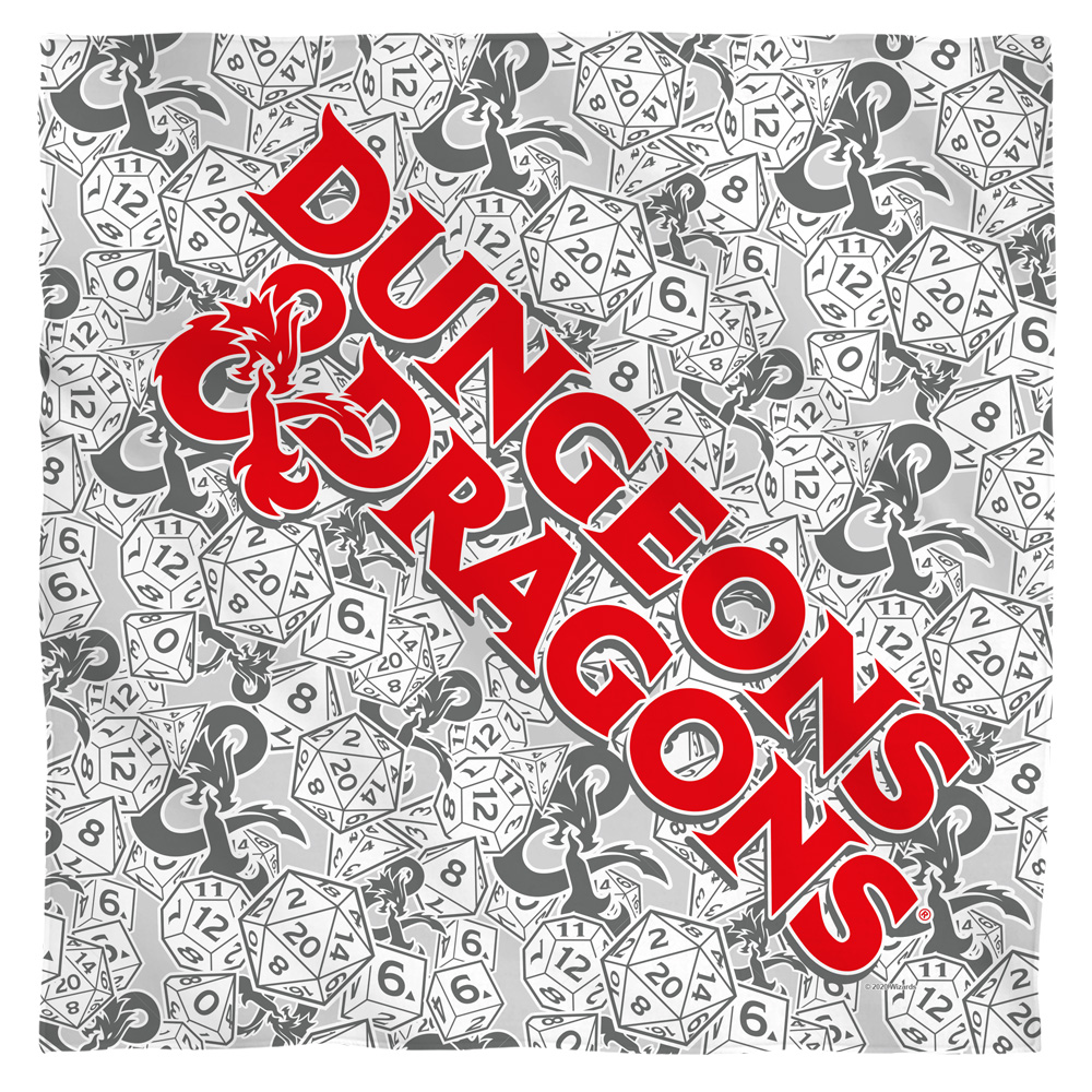 HBRO787-BND1-22x22 22 x 22 in. Dungeons & Dragons Cast Your Lot Bandana, White