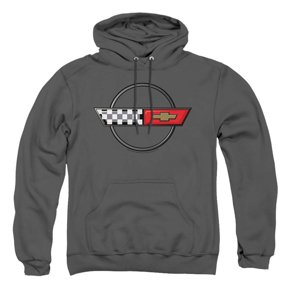 CHV225-AFTH-2 Chevrolet 4th Gen Vette Logo Adult Pullover Hoodie, Charcoal - Medium