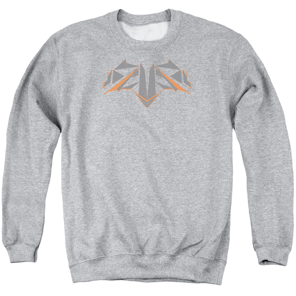 BVS113D-AS-2 Batman vs Superman Tech Bat Logo Adult Crewneck Sweatshirt, Athletic Heather - Medium