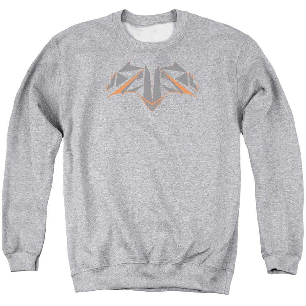 BVS113D-AS-6 Batman vs Superman Tech Bat Logo Adult Crewneck Sweatshirt, Athletic Heather - 3X