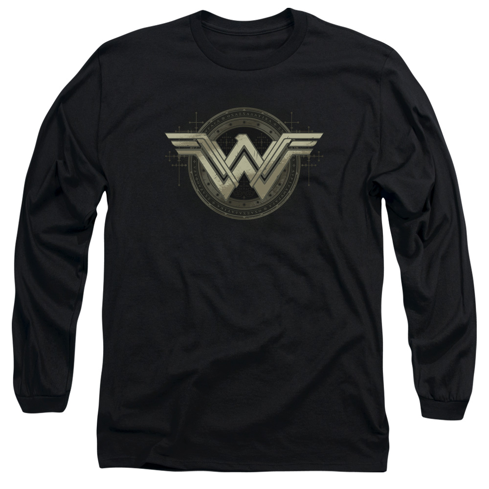 BVS108-AL-4 Batman vs Superman Ancient Emblems Adult Long Sleeve T-Shirt, Black - Extra Large